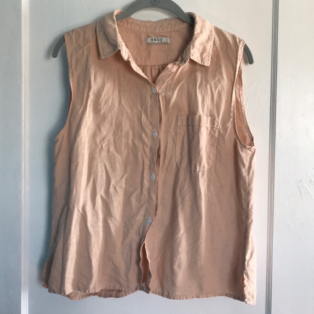 Esby apparel linen sleeveless button down